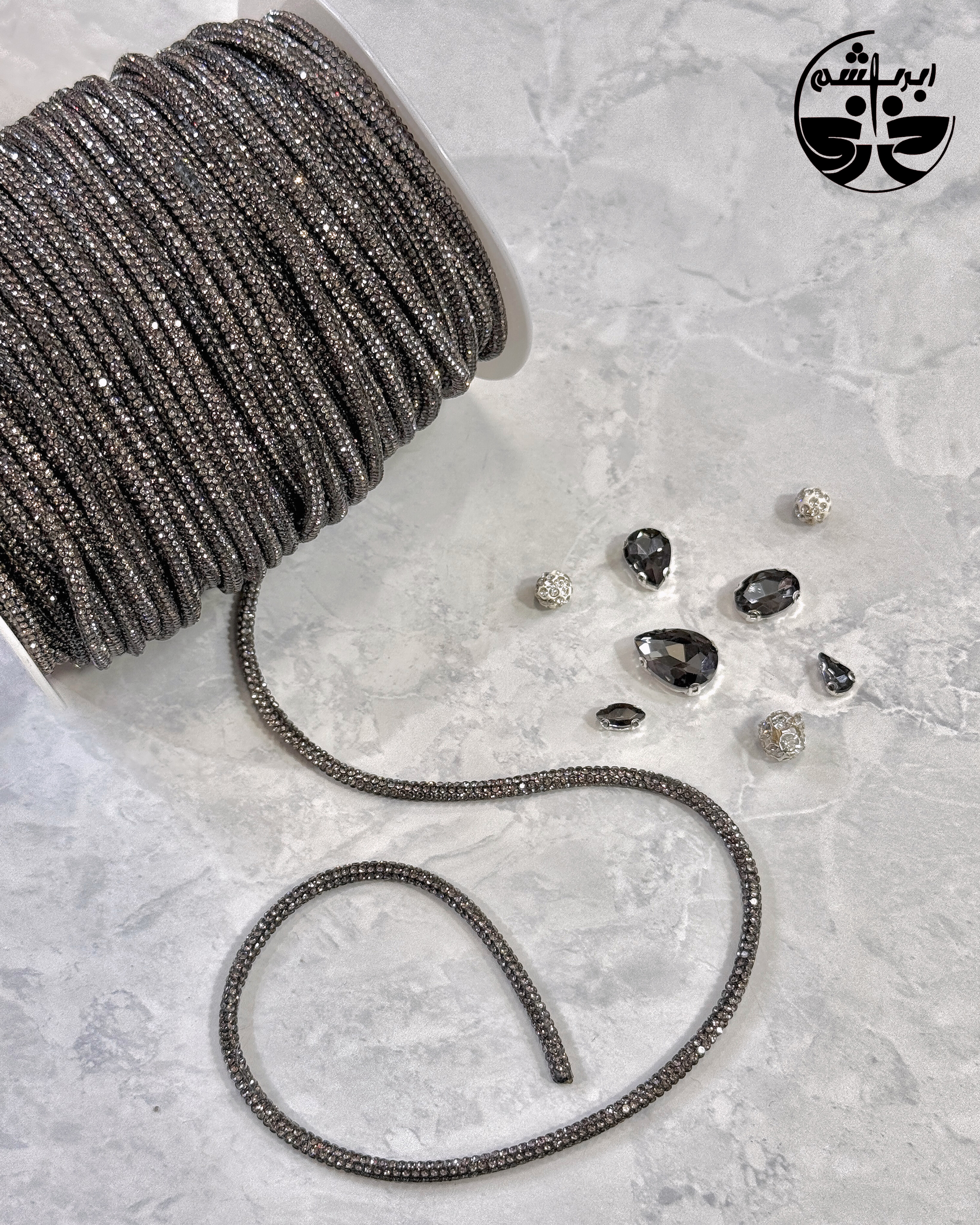 سواروسکی لوله ای قیطون باریک دودی