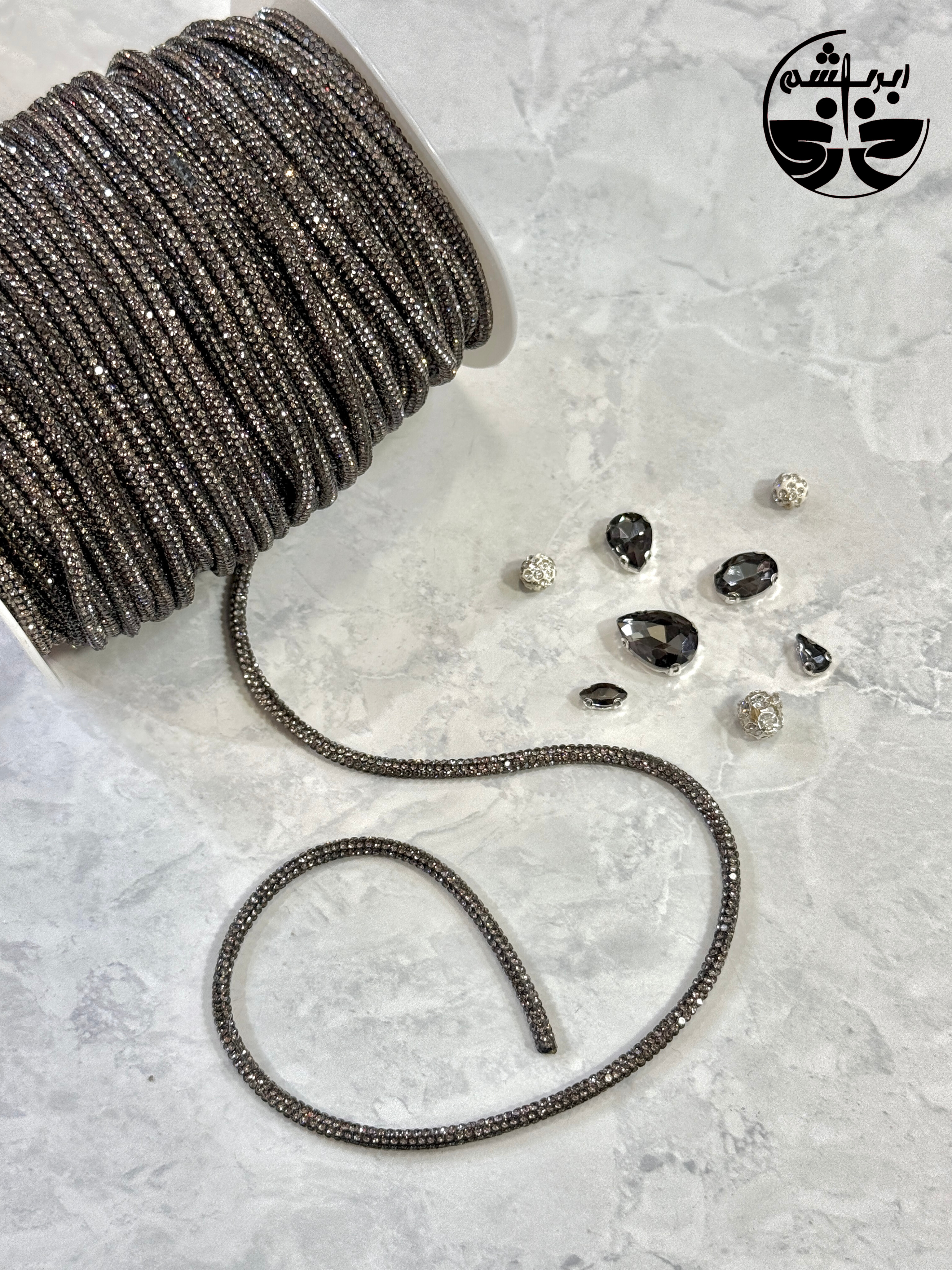 سواروسکی لوله ای قیطون باریک دودی